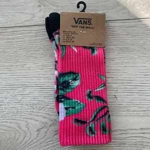 Hot pink plant/flowery Vans Socks